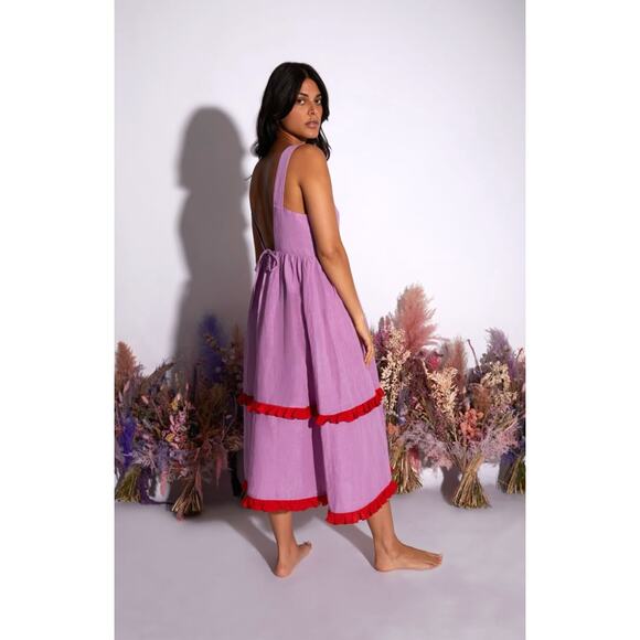Dora Larsen Alma Ruffled Linen Organic Cotton-Blend Nightdress Size 2 - Picture 1 of 11